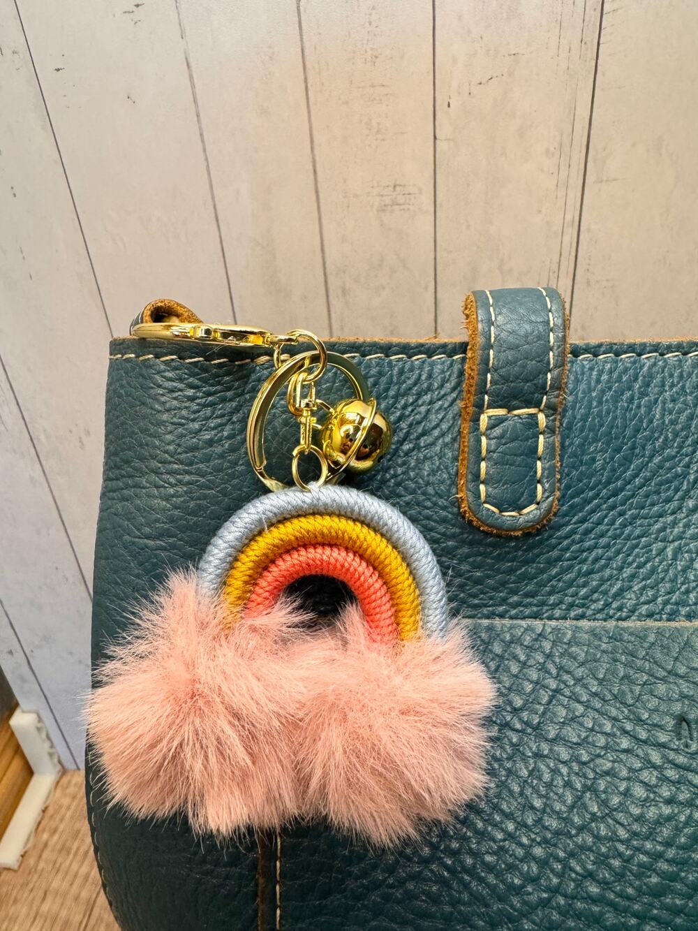 Mini Fuzzy Rainbow Keychain Zipper Pull Charm Rainbows Macrame